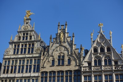 Antwerp: the grand facades of guildhalls on Grote Markt.