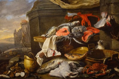 Snijders & Rockox Museum: still life by the Sea by Jan Fyt. Fyt was a pupil of Frans Snijders and became one of the leading still life and animaliers of the 17th century.