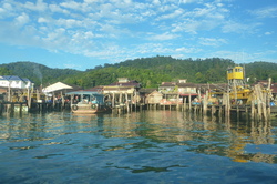 Leaving the island of Pulau Pangkor: view towards the fishing harbour