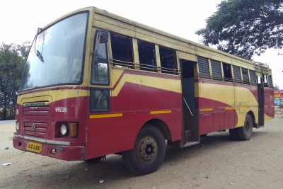 The bus from the Kerala Transport Corporation (KSRTC) which took us from Mysuru to Kozhikode. There are no windows only shutters, so be prepared for draughts or some blinding sun if you want to see something (and bad luck if it is raining).