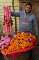 Vrindavan: one of the many flower sellers around the Banke Bihari Temple.