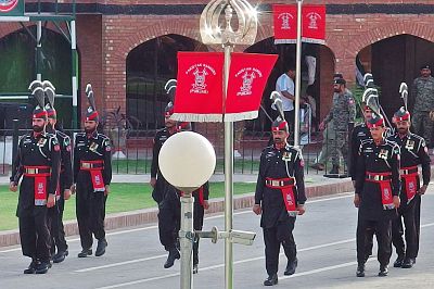 Squad parading to the gates, Pakistani side.