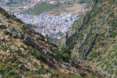 Looking down on Chefchaouen from the plateau above the town.