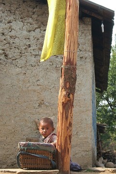 Child in a village along the trek