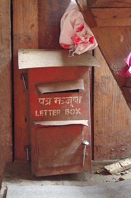 Letter box in a village on the Manaslu trek