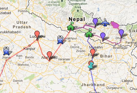A snapshot of our Nindia13 Google map