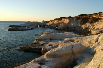 The coast north of Coral Beach (Southern Cyprus) at sunset.