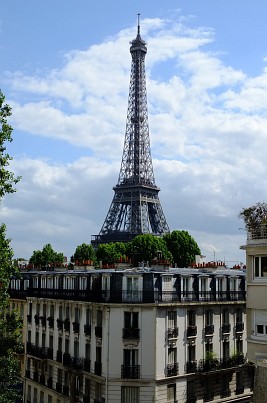 The iconic Eiffel Tower in Paris.