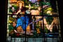 Not a statue but here she is represented on a stained-glass window in the church of Saint-Pierre des Sables d'Olonne (Vendée)