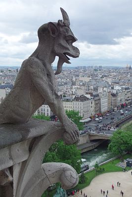 Chimera watching over Paris from the Towers of Notre-Dame