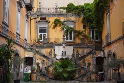 Inner courtyard in the historic centre of Naples.