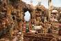 The presepe of Sorrento's cathedral. Vesuvius can be seen in the background through the hole in the rock.