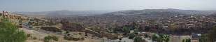 Panoramic view of Fez' medina as seen from Borj Nord, a fortress located north of the old city. On the left, the Merenid Tombs, the city walls are clearly seen encircling the medina. Press F to expand the picture to its real size and use the bottom scroll bar to navigate through it.