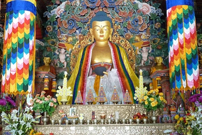Bodhgaya — Inside the Tibetan Karma Temple.