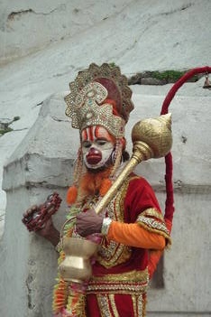 Hanuman, le dieu Singe à Pashupatinath.