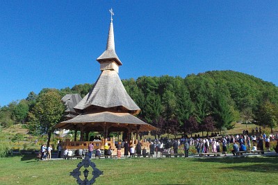 Romania - Open air Sunday service at Bârsana Monastery in Maramureş.