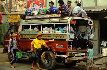 Not quite full yet, waiting for more passengers in Mandalay