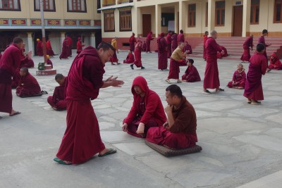 Bomdila: groups of Buddhist monks arguing some of the finer points of Buddhist philosophy.