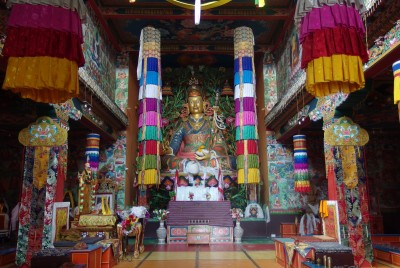 interior of the Khinmey Gompa near Tawang, Arunachal Pradesh.