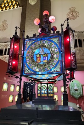 Inside the museum: a Joyful Mystery lantern donated by the city of Madrid.