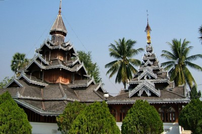 Burmese style temple in Mae Hong Son, Thailand.