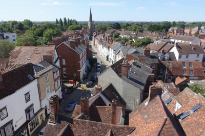 View over the picturesque town of Abingdon-on-Thames from the top of the County Hall Museum.