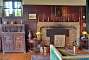 View of the other side of the hall with its large stone fireplace.