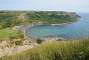 Chapman's Pool. Unfortunately, the coastal path descending to the pool has collapsed, forcing walkers to make a long detour inland to Kingston and down again to the coast.