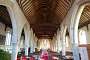 All Saints in Lydd. Inside view of the church with its 15th century roof.