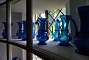 There are many items made of blue glass in the house. These are 18th century scent bottles from Persia.