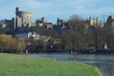 Windsor Castle seen from Eton over the river Thames.